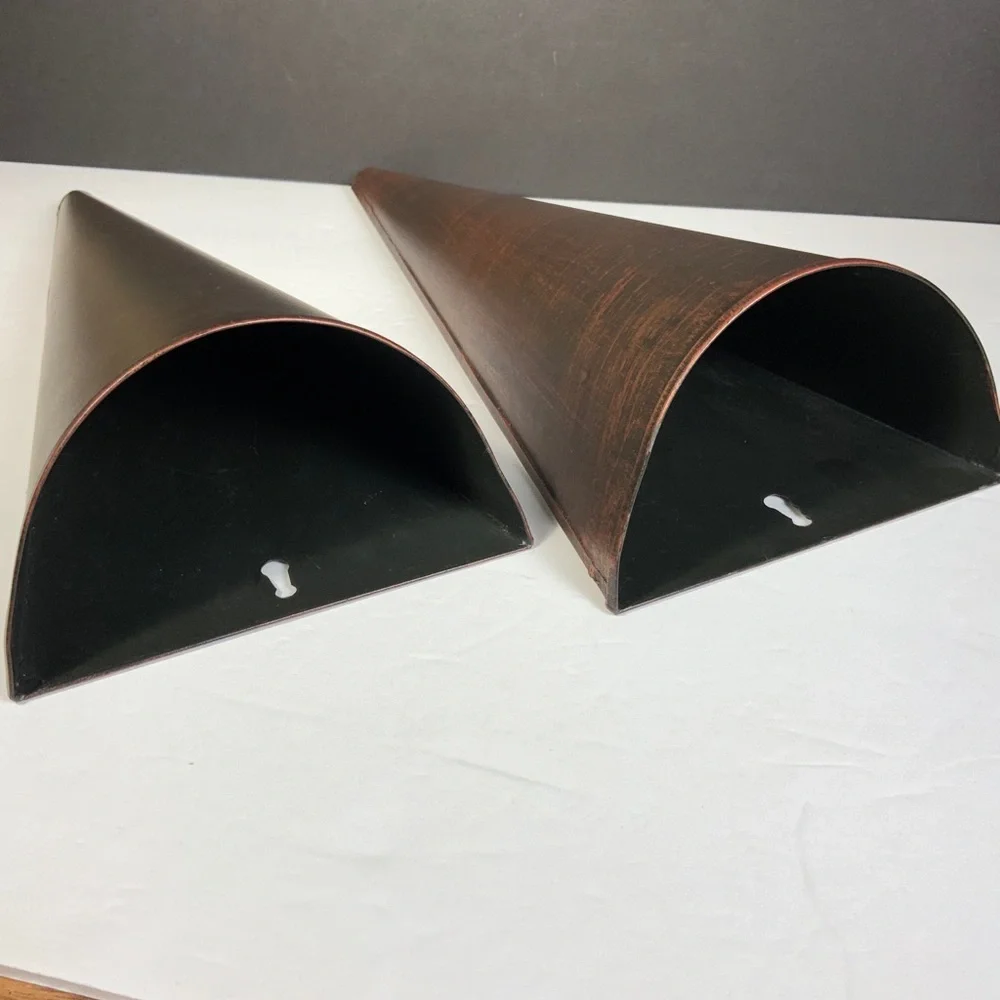 Vintage Metal Wall Sconce Silk Flower Holder Set of 2 Farmhouse 14 1/2 Tall #N1